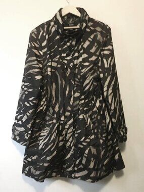Alfani Black Tan Collared Button-Front Jacket 2X Mob Wife